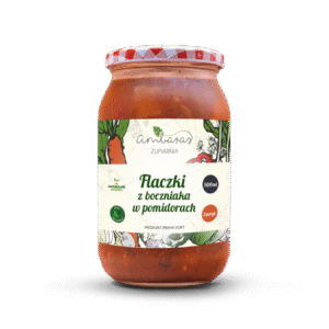 Flaczki z boczniaka w pomidorach