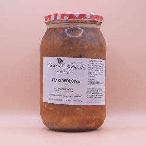 Flaki wołowe w słoiku 900 ml, tradycyjna zupa flaczki wołowe z warzywami i przyprawami