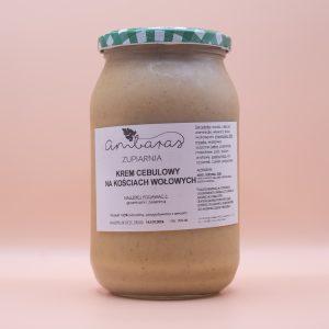 Krem cebulowy na kościach wołowych w słoiku 900 ml, aromatyczna zupa krem przygotowana na naturalnym wywarze wołowym