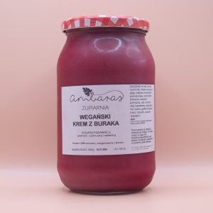 Wegański krem z buraka w słoiku 900 ml, zupa krem buraczana bez dodatku mięsa