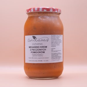 Wegański krem z pieczonych pomidorów w słoiku 900 ml, zupa krem pomidorowa bez dodatku mięsa