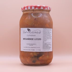 Wegańskie leczo warzywne w słoiku 900 ml, bezmięsna zupa warzywna z papryką i cukinią