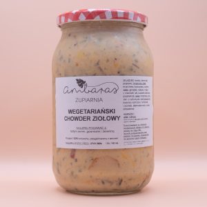 Wegetariańska zupa chowder ziołowa w słoiku 900 ml z kawałkami warzyw i ziołami