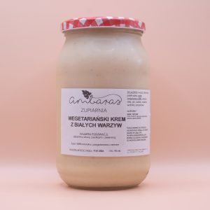 Wegetariański krem z białych warzyw w słoiku 900 ml, zupa krem wegetariańska marki Ambaras Zupiarnia