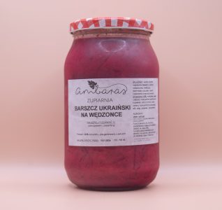 Barszcz ukraiński na wędzonce w słoiku 900 ml, tradycyjna zupa buraczana z warzywami przygotowana na aromatycznym wywarze