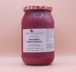 Wegański krem z buraka w słoiku 900 ml, zupa krem buraczana bez dodatku mięsa