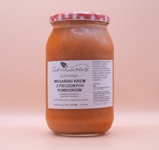 Wegański krem z pieczonych pomidorów w słoiku 900 ml, zupa krem pomidorowa bez dodatku mięsa