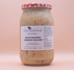 Wegetariańska zupa chowder ziołowa w słoiku 900 ml z kawałkami warzyw i ziołami