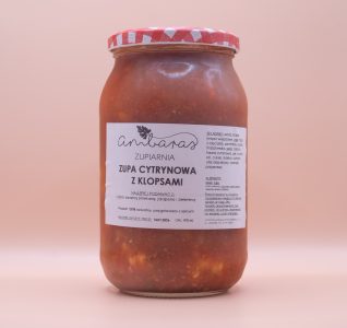 Zupa cytrynowa z klopsami w słoiku 900 ml, tradycyjna polska zupa mięsna marki Ambaras Zupiarnia